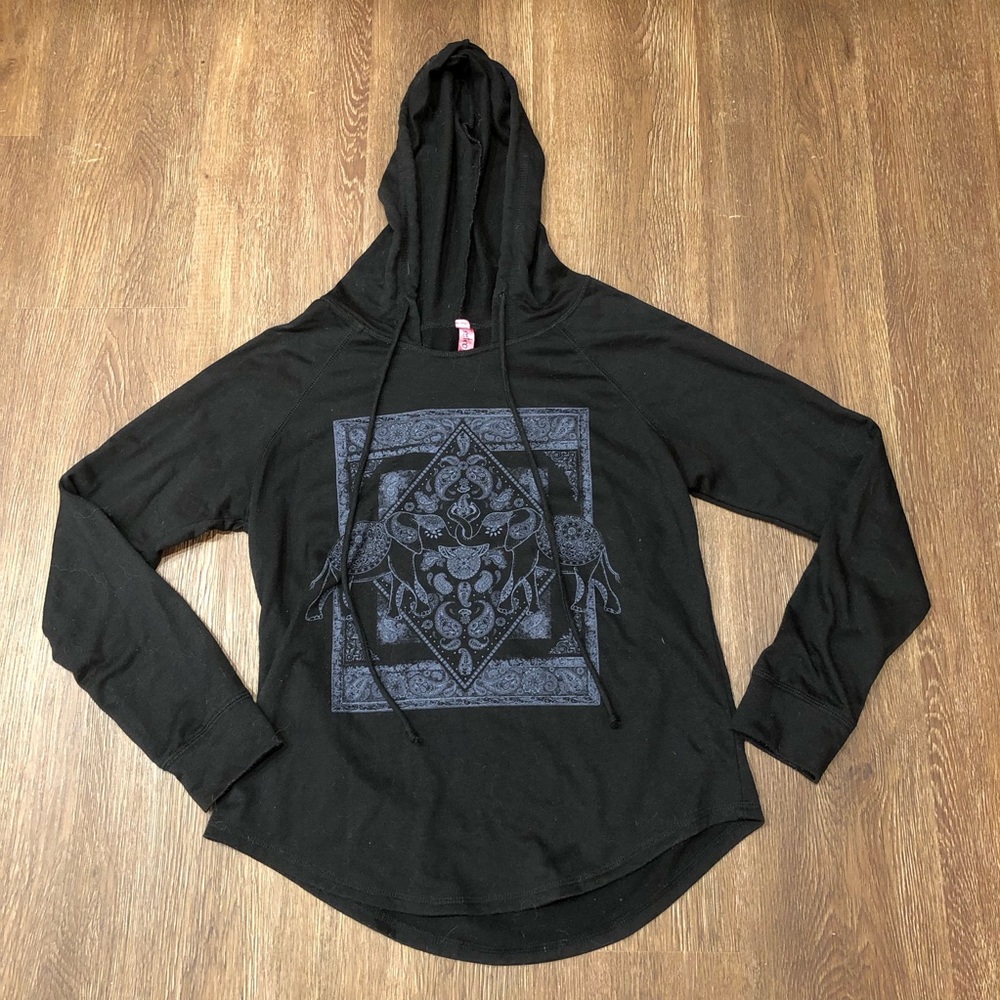cute black hoodie top size medium brand retro doll